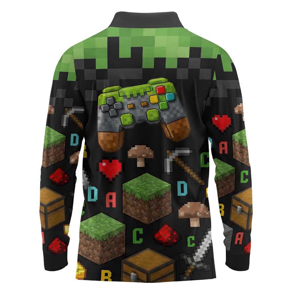 100 Days Level Unlocked Long Sleeve Polo Shirt Gaming 100 Days of School Boys