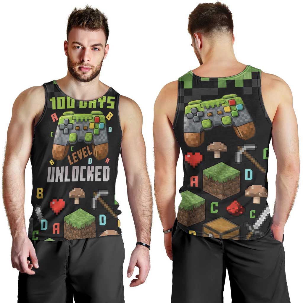 100 Days Level Unlocked Men Tank Top Gaming 100 Days of School Boys