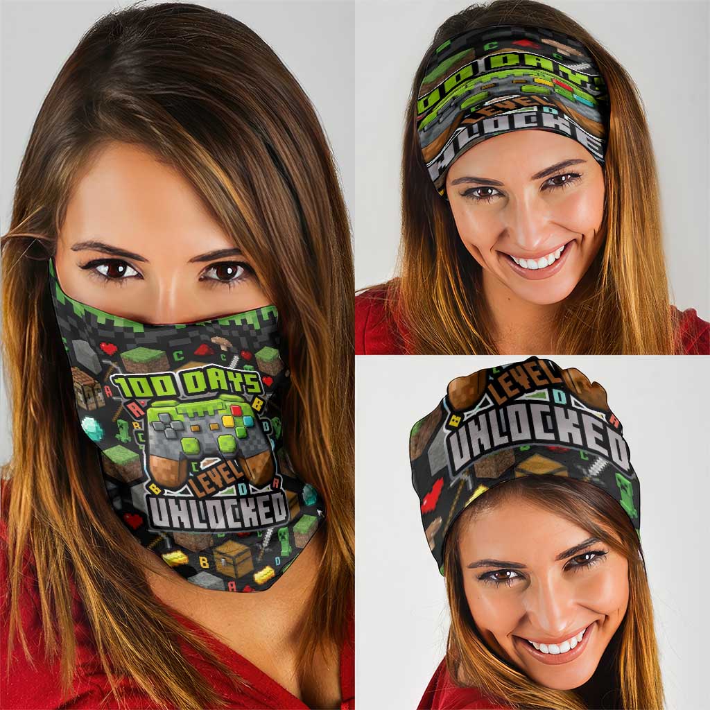 100 Days Level Unlocked Neck Gaiter Gaming 100 Days of School Boys