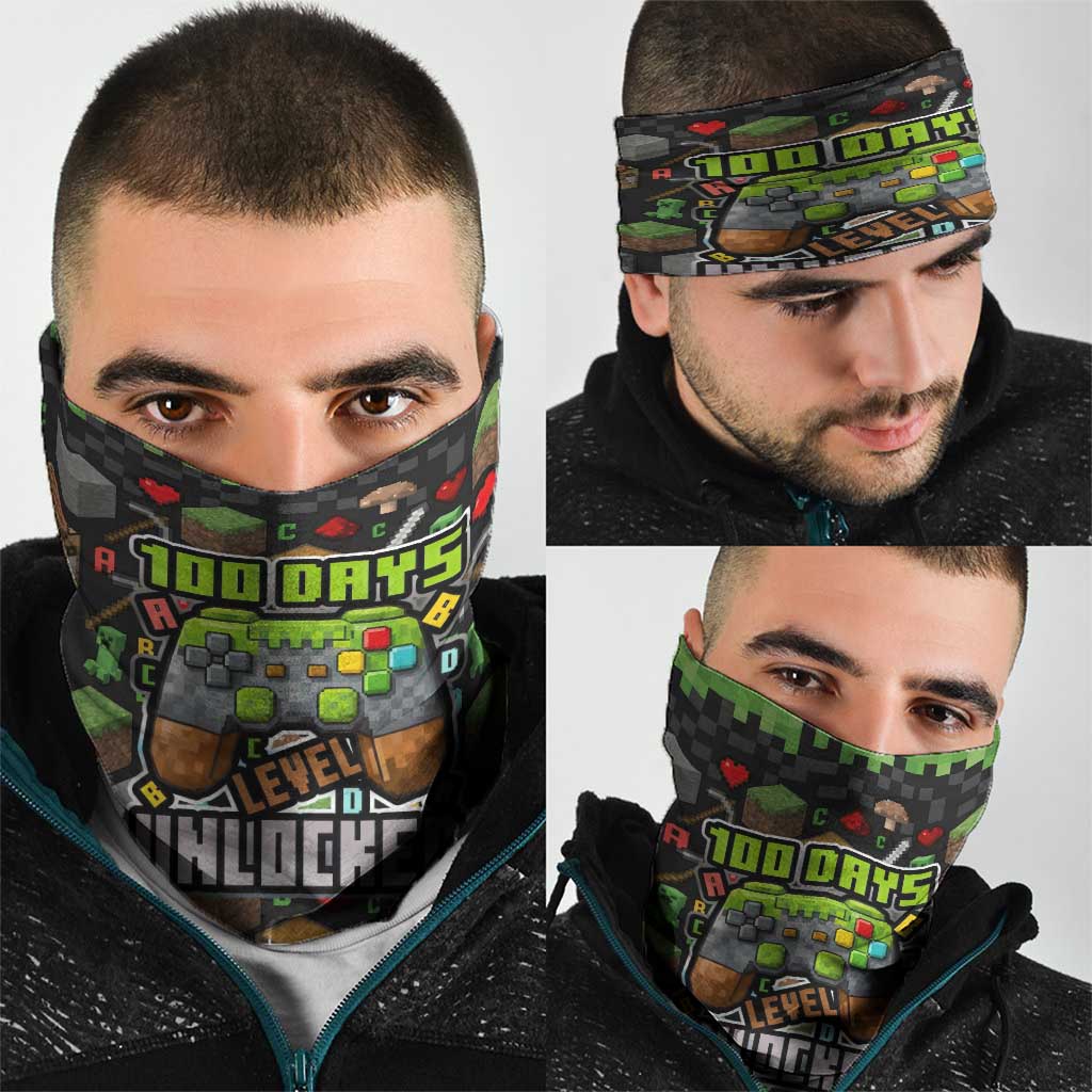 100 Days Level Unlocked Neck Gaiter Gaming 100 Days of School Boys