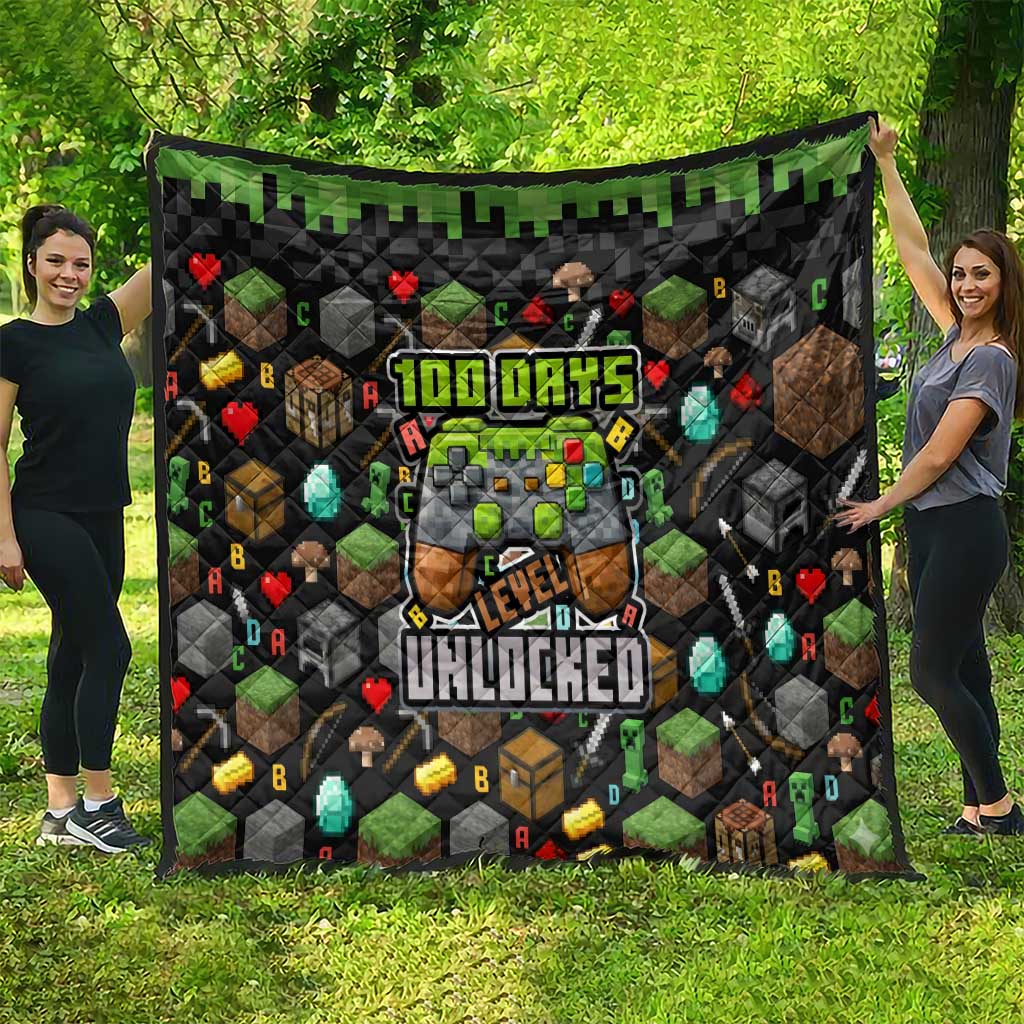 100 Days Level Unlocked Quilt Gaming 100 Days of School Boys
