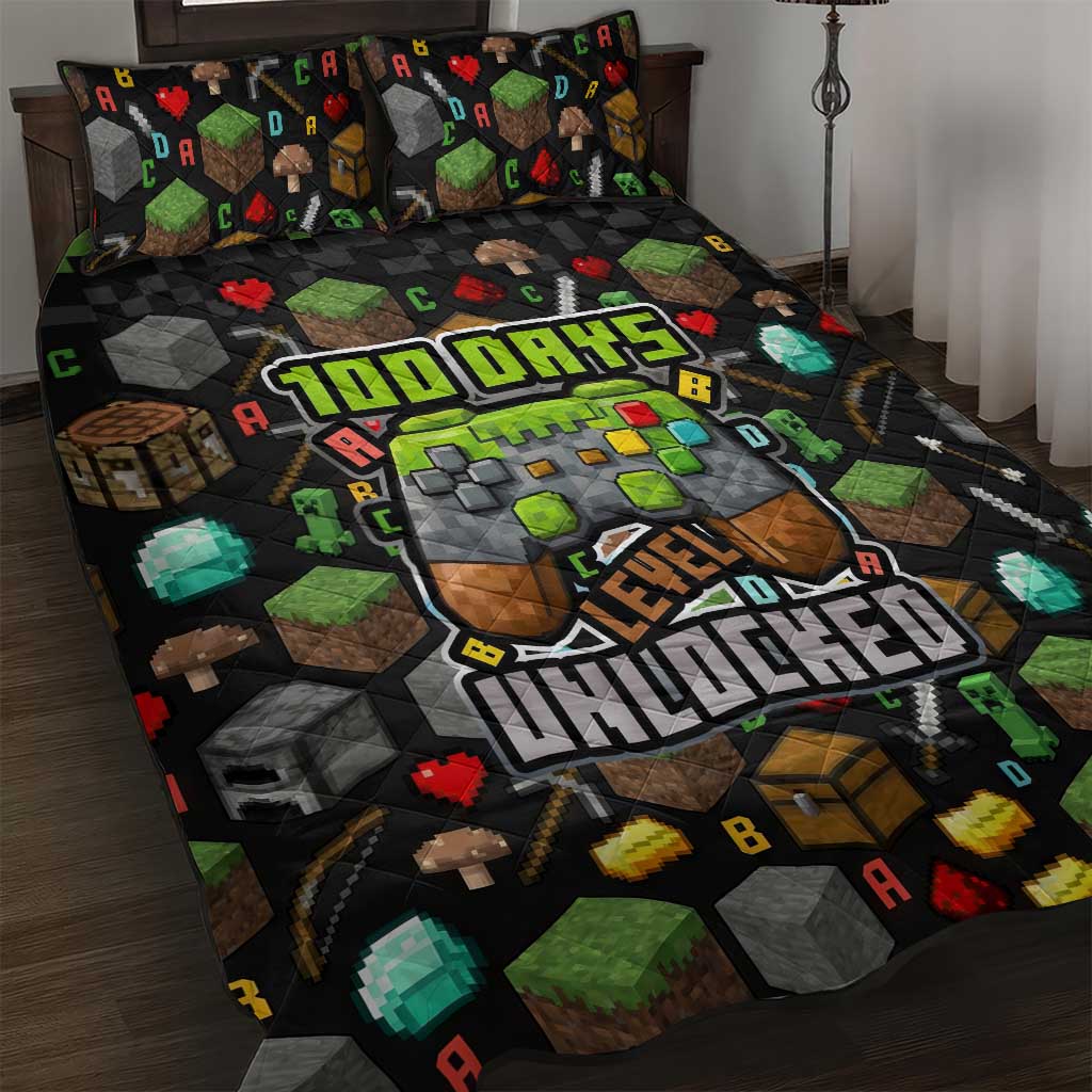 100 Days Level Unlocked Quilt Bed Set Gaming 100 Days of School Boys