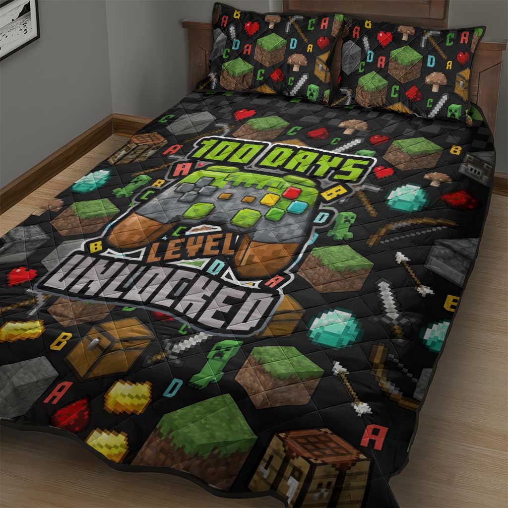 100 Days Level Unlocked Quilt Bed Set Gaming 100 Days of School Boys