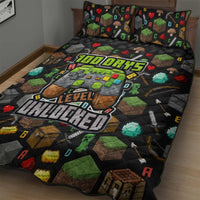 100 Days Level Unlocked Quilt Bed Set Gaming 100 Days of School Boys