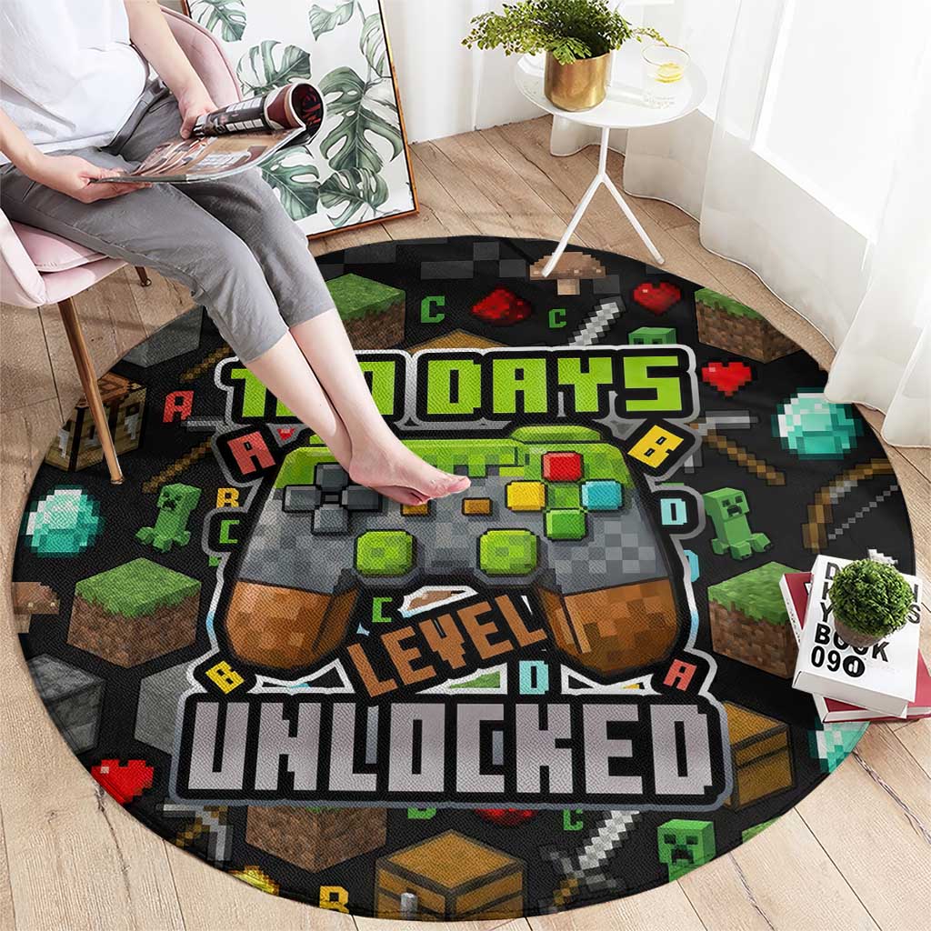 100 Days Level Unlocked Round Carpet Gaming 100 Days of School Boys