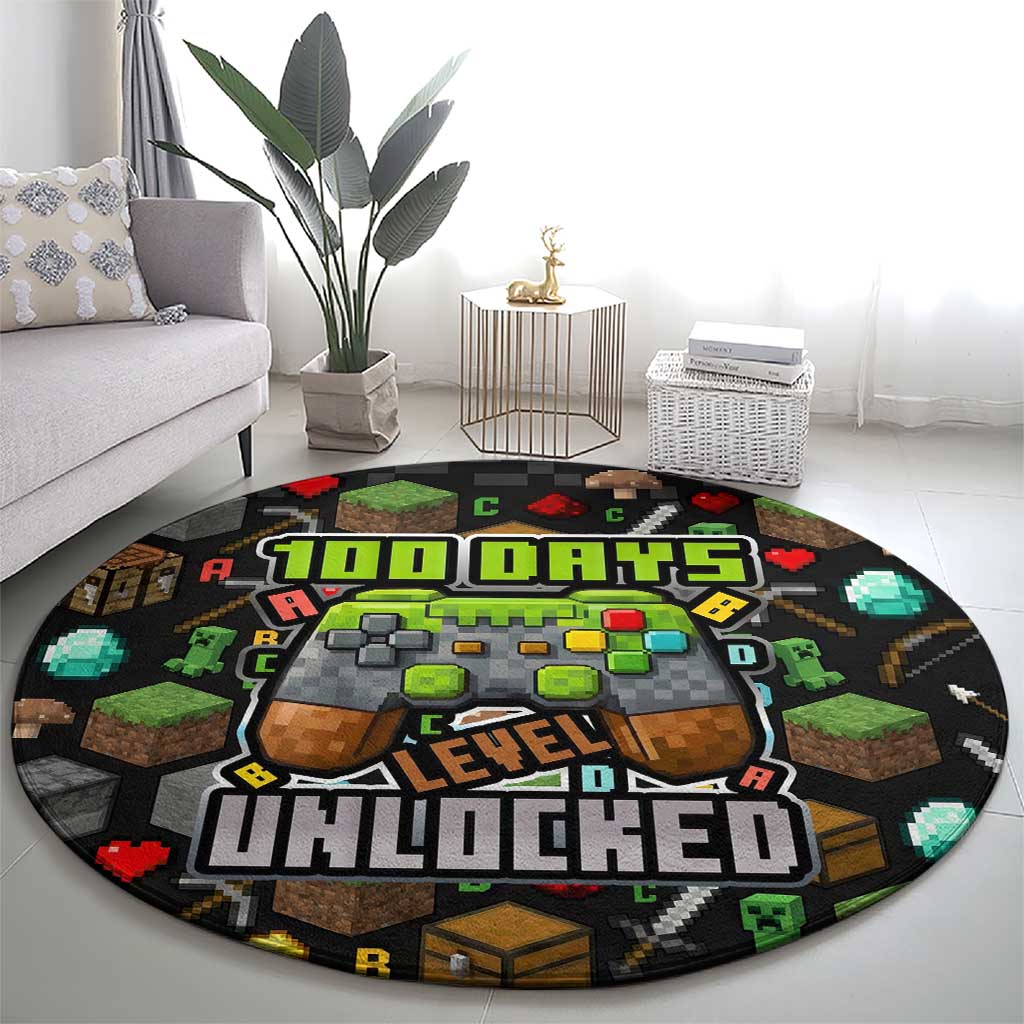 100 Days Level Unlocked Round Carpet Gaming 100 Days of School Boys