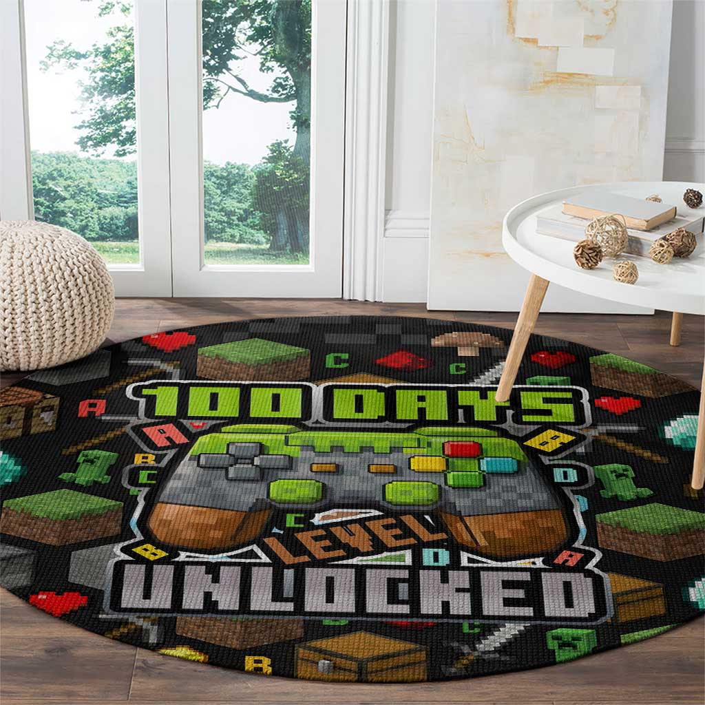 100 Days Level Unlocked Round Carpet Gaming 100 Days of School Boys