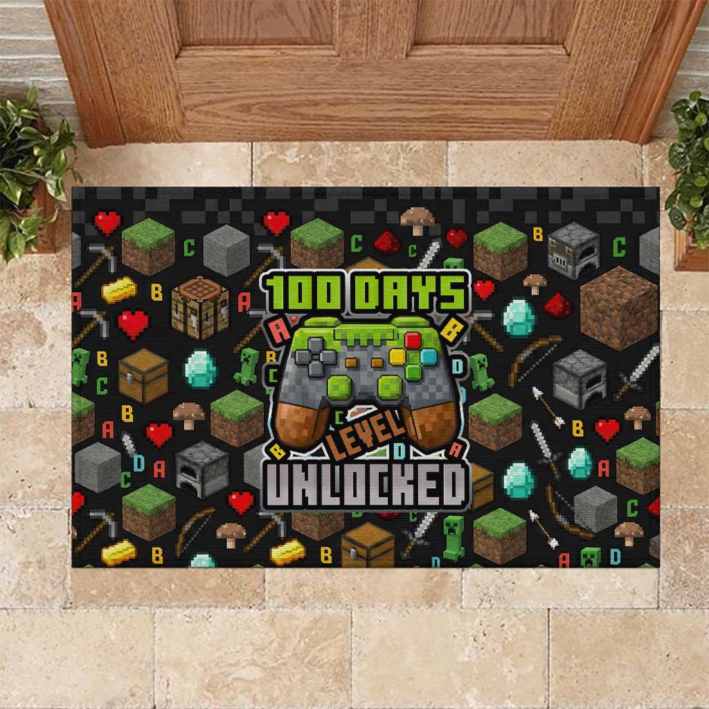 100 Days Level Unlocked Rubber Doormat Gaming 100 Days of School Boys