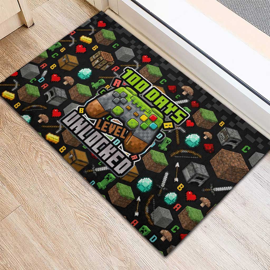 100 Days Level Unlocked Rubber Doormat Gaming 100 Days of School Boys