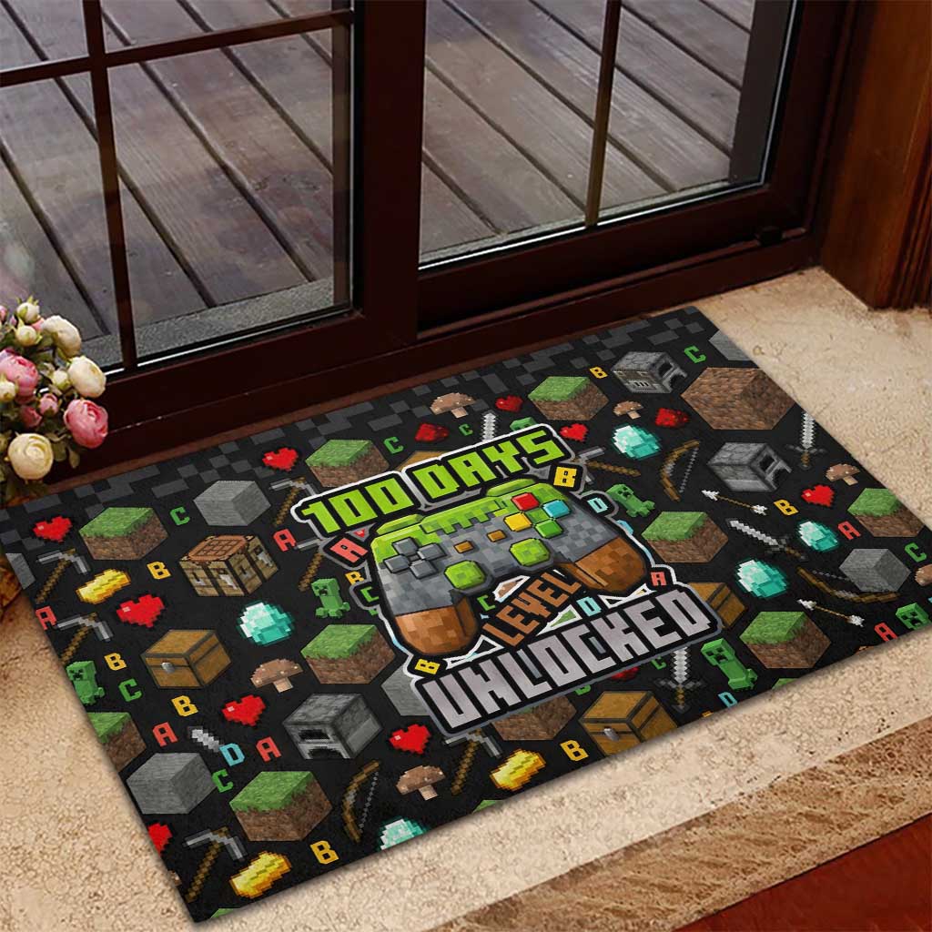 100 Days Level Unlocked Rubber Doormat Gaming 100 Days of School Boys