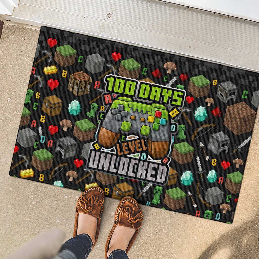 100 Days Level Unlocked Rubber Doormat Gaming 100 Days of School Boys