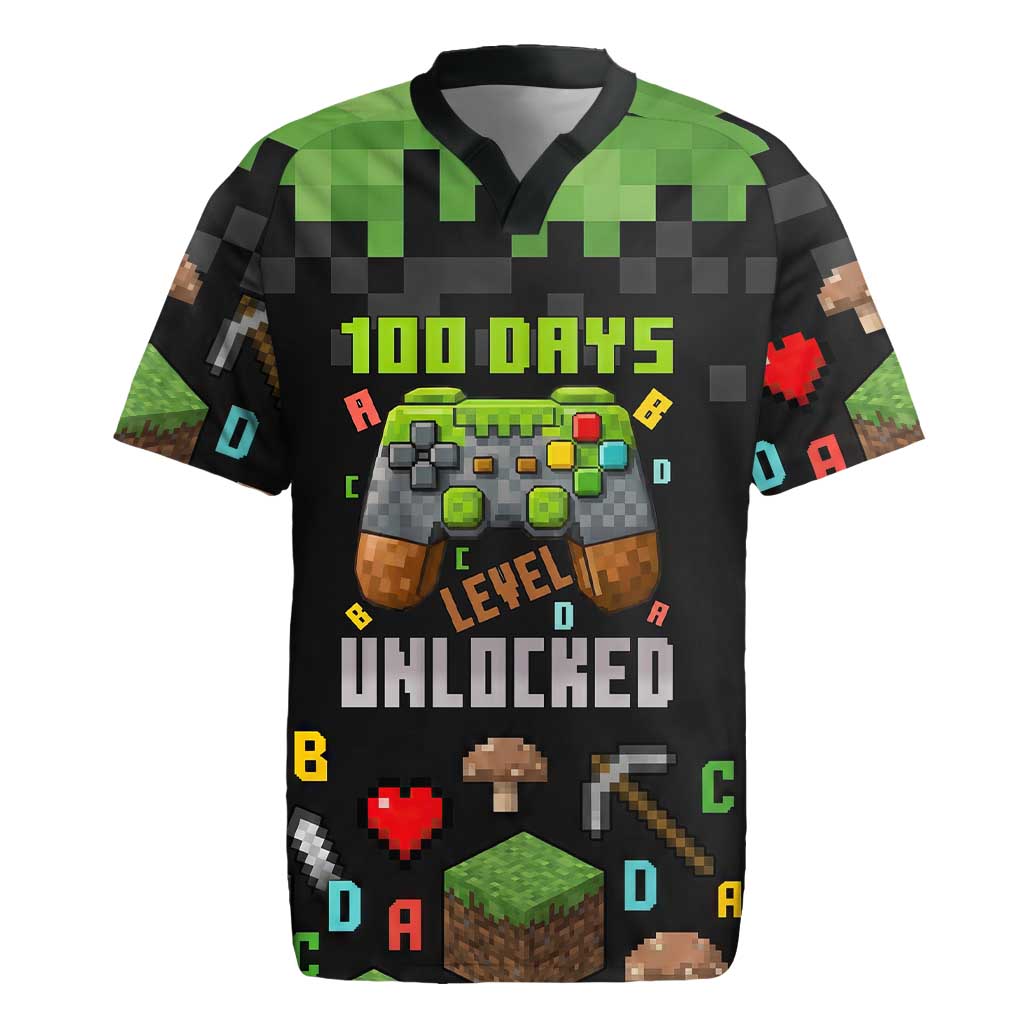 100 Days Level Unlocked Rugby Jersey Gaming 100 Days of School Boys