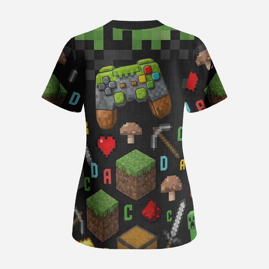 100 Days Level Unlocked Scrub Top Gaming 100 Days of School Boys