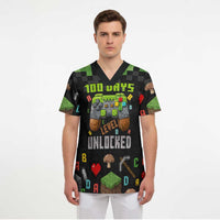 100 Days Level Unlocked Scrub Top Gaming 100 Days of School Boys