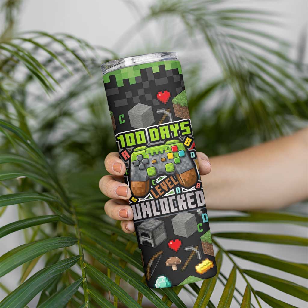100 Days Level Unlocked Skinny Tumbler Gaming 100 Days of School Boys
