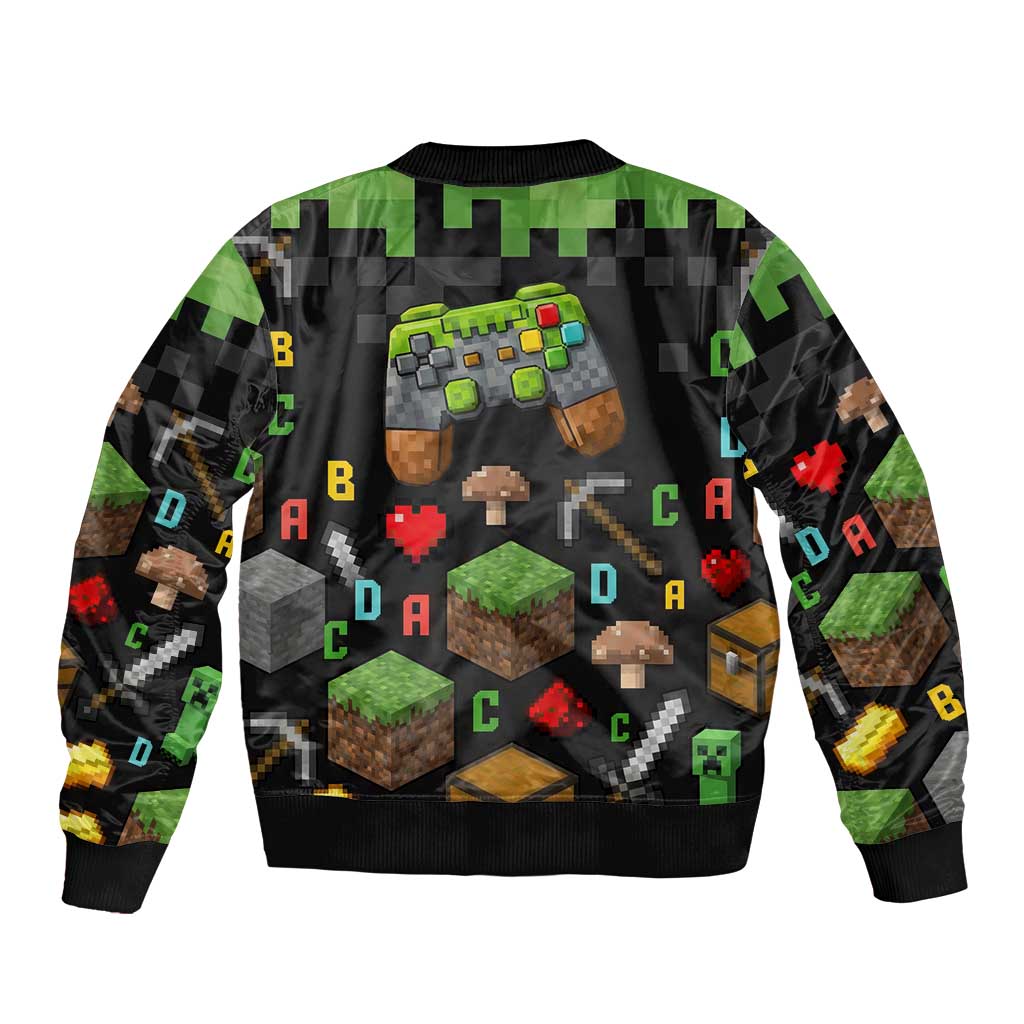 100 Days Level Unlocked Sleeve Zip Bomber Jacket Gaming 100 Days of School Boys