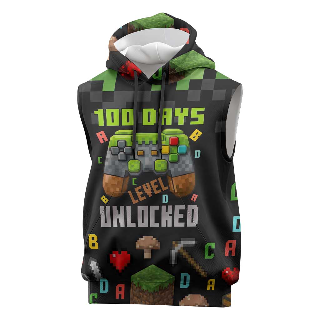100 Days Level Unlocked Sleeveless Hoodie Gaming 100 Days of School Boys