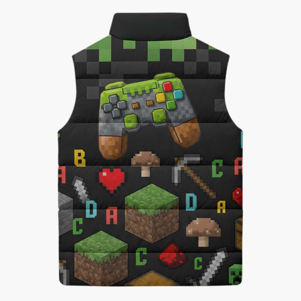 100 Days Level Unlocked Sleeveless Puffer Jacket Gaming 100 Days of School Boys