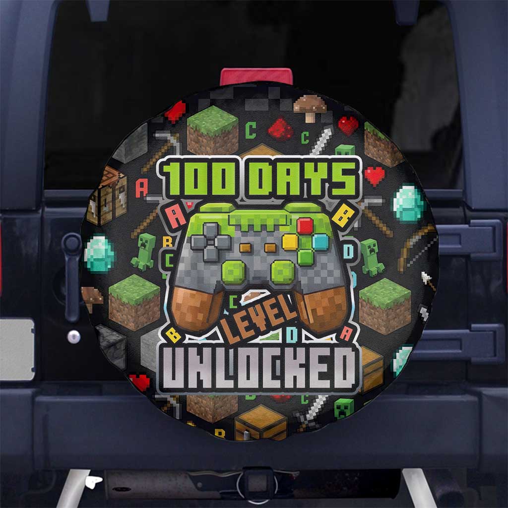 100 Days Level Unlocked Spare Tire Cover Gaming 100 Days of School Boys