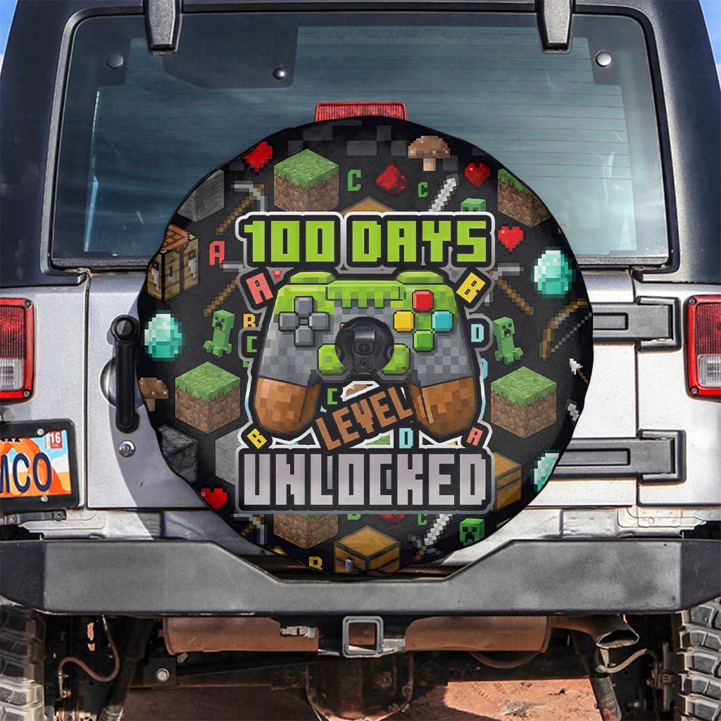 100 Days Level Unlocked Spare Tire Cover Gaming 100 Days of School Boys
