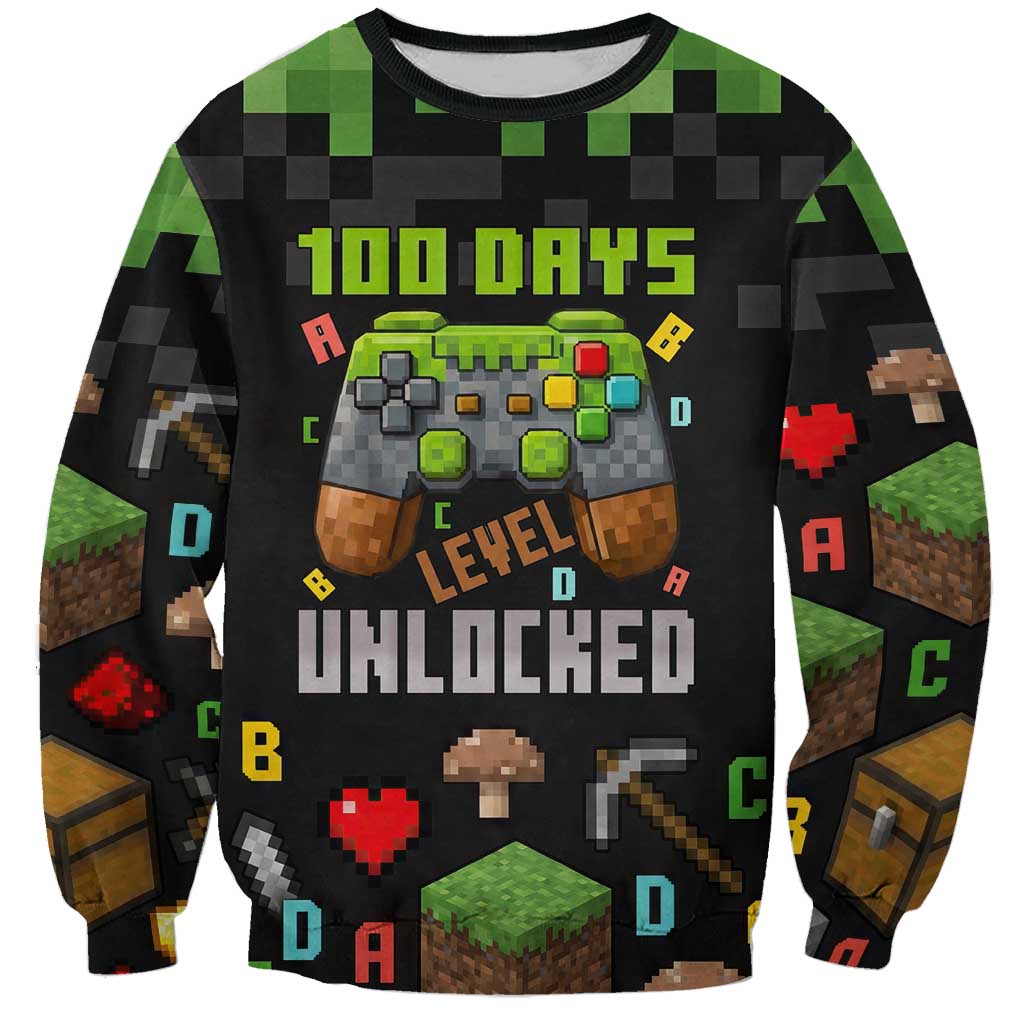 100 Days Level Unlocked Sweatshirt Gaming 100 Days of School Boys