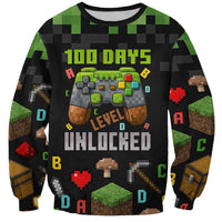 100 Days Level Unlocked Sweatshirt Gaming 100 Days of School Boys