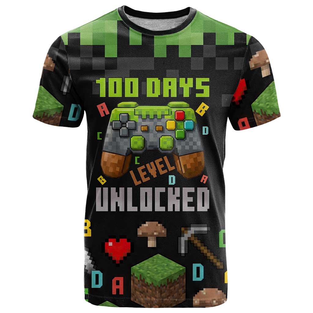 100 Days Level Unlocked T Shirt Gaming 100 Days of School Boys