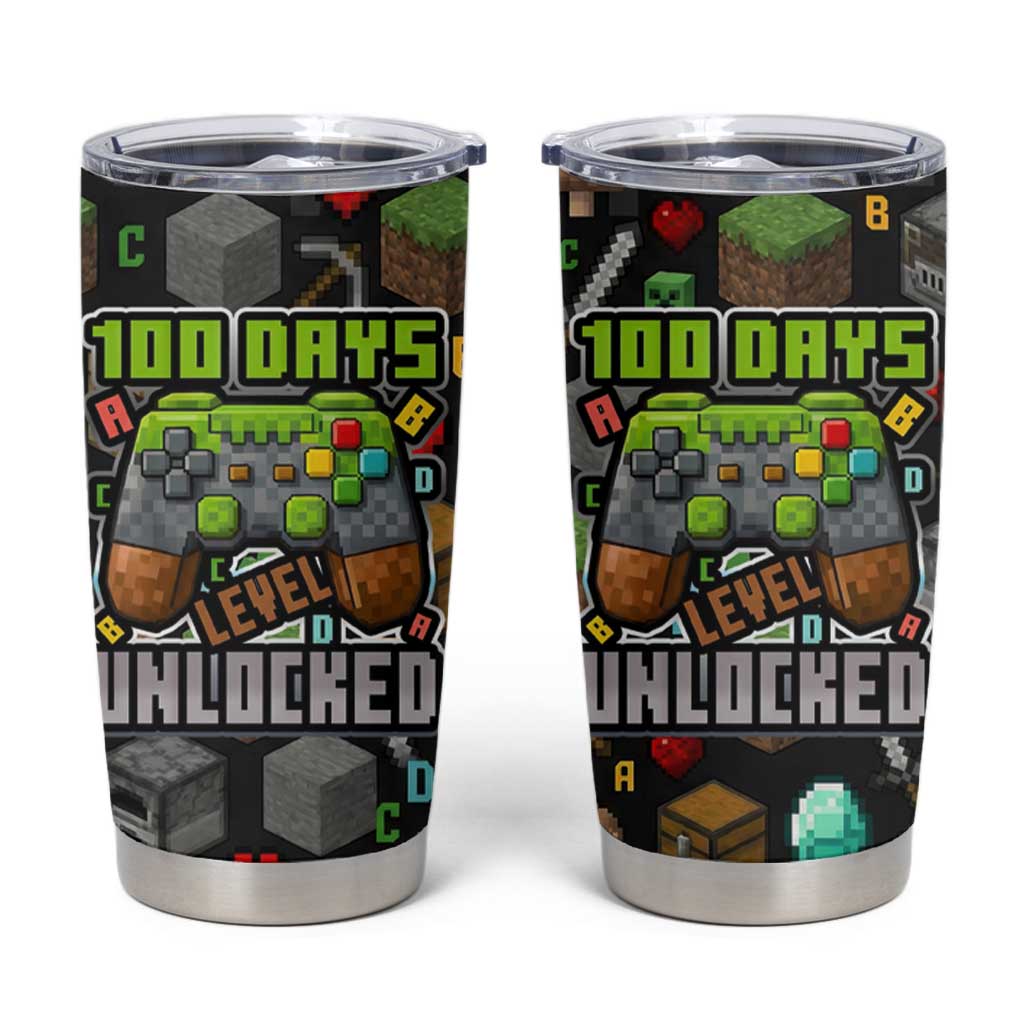 100 Days Level Unlocked Tumbler Cup Gaming 100 Days of School Boys