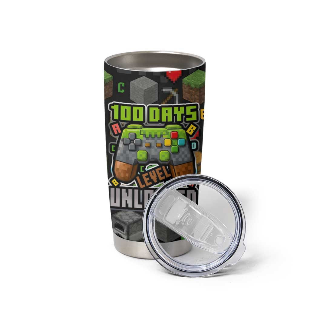 100 Days Level Unlocked Tumbler Cup Gaming 100 Days of School Boys