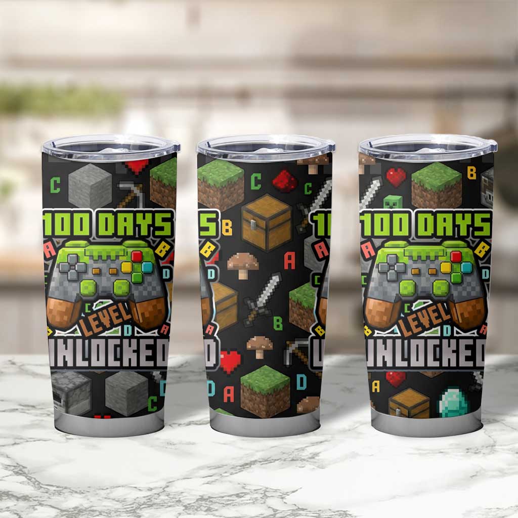 100 Days Level Unlocked Tumbler Cup Gaming 100 Days of School Boys