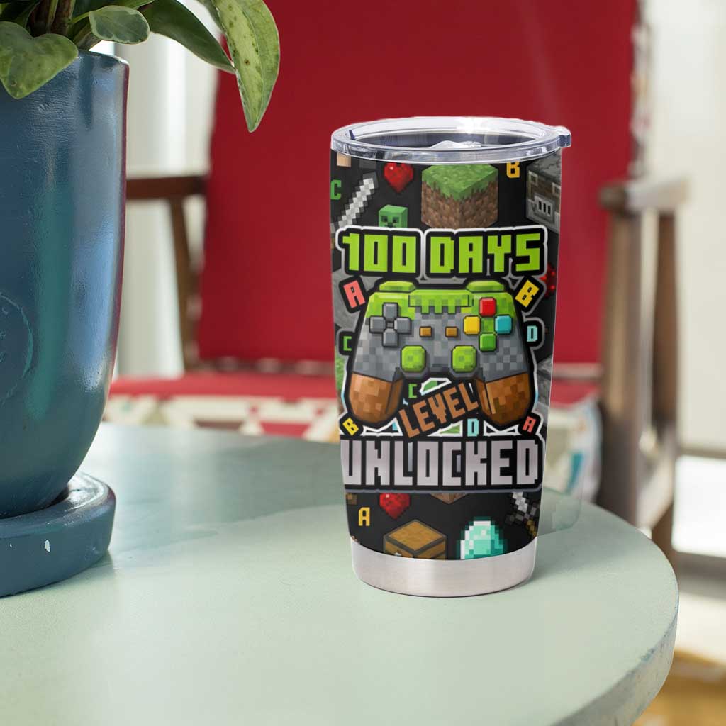 100 Days Level Unlocked Tumbler Cup Gaming 100 Days of School Boys