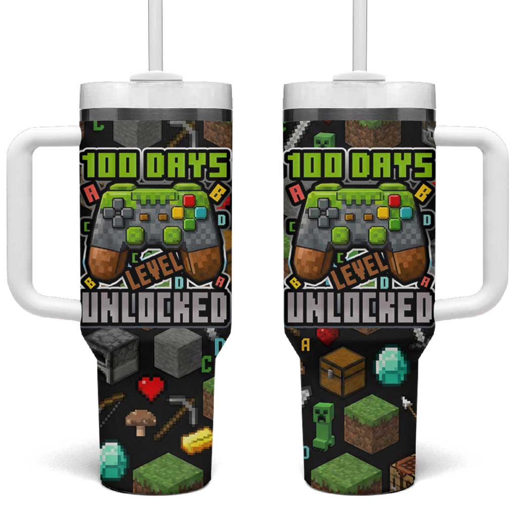 100 Days Level Unlocked Tumbler With Handle Gaming 100 Days of School Boys