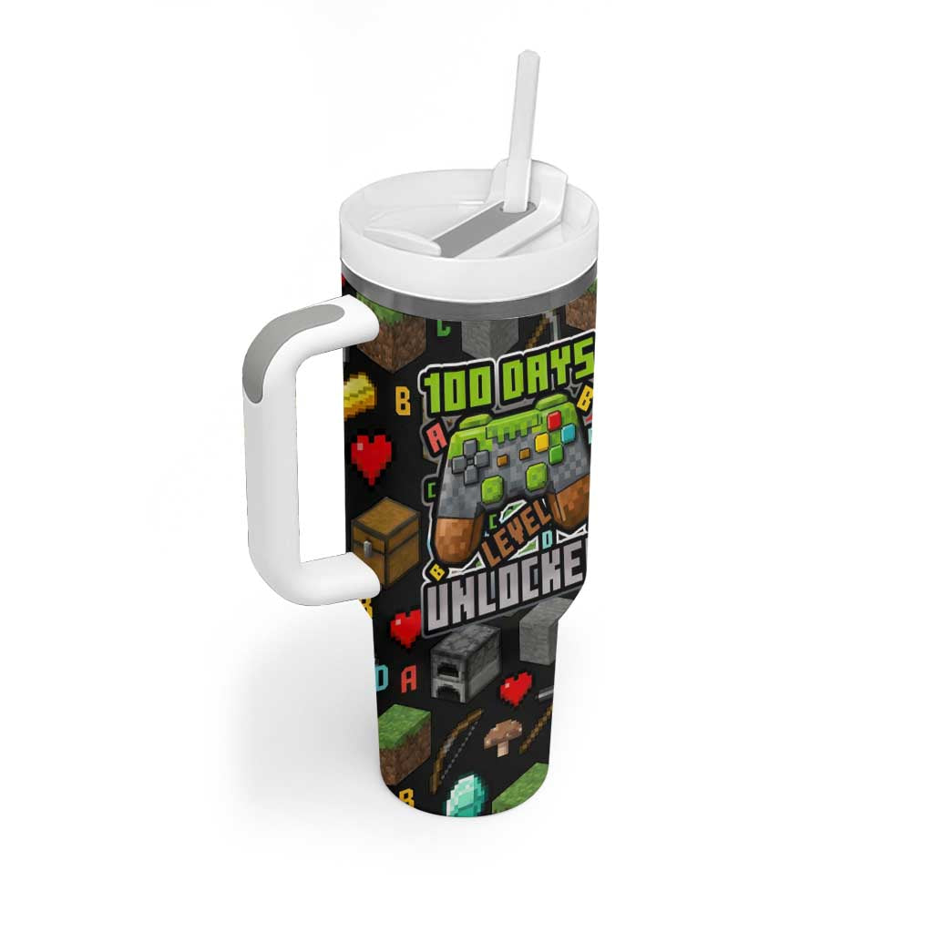 100 Days Level Unlocked Tumbler With Handle Gaming 100 Days of School Boys