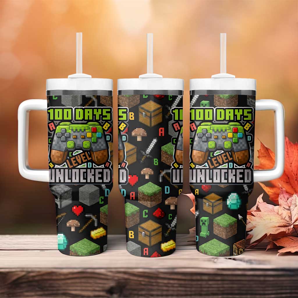 100 Days Level Unlocked Tumbler With Handle Gaming 100 Days of School Boys