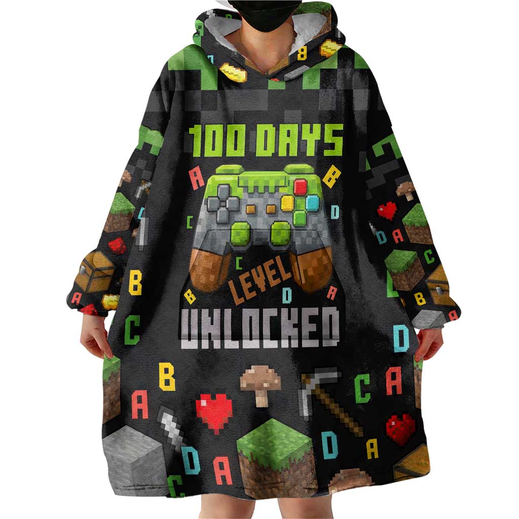100 Days Level Unlocked Wearable Blanket Hoodie Gaming 100 Days of School Boys