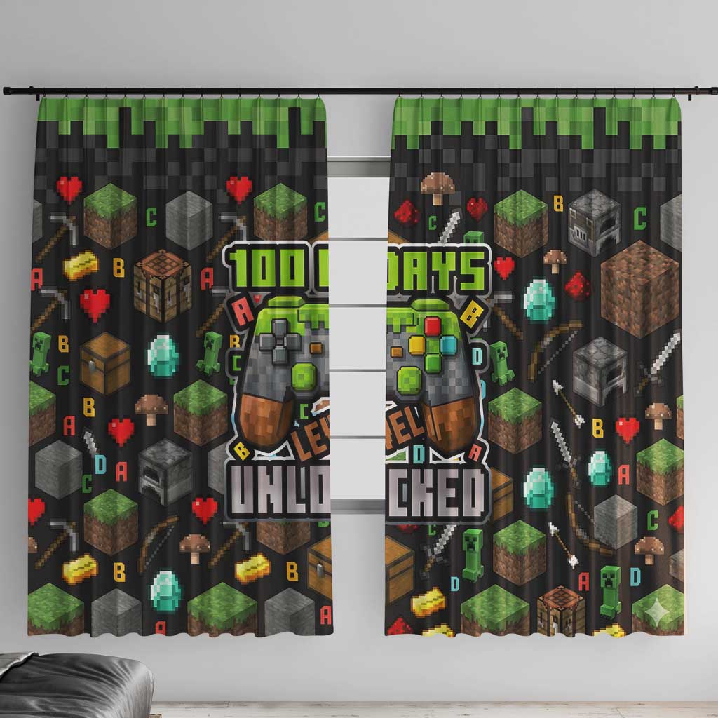100 Days Level Unlocked Window Curtain Gaming 100 Days of School Boys