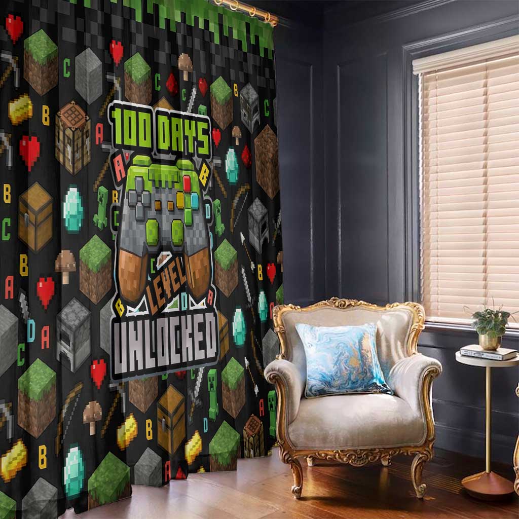100 Days Level Unlocked Window Curtain Gaming 100 Days of School Boys