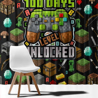 100 Days Level Unlocked Window Curtain Gaming 100 Days of School Boys