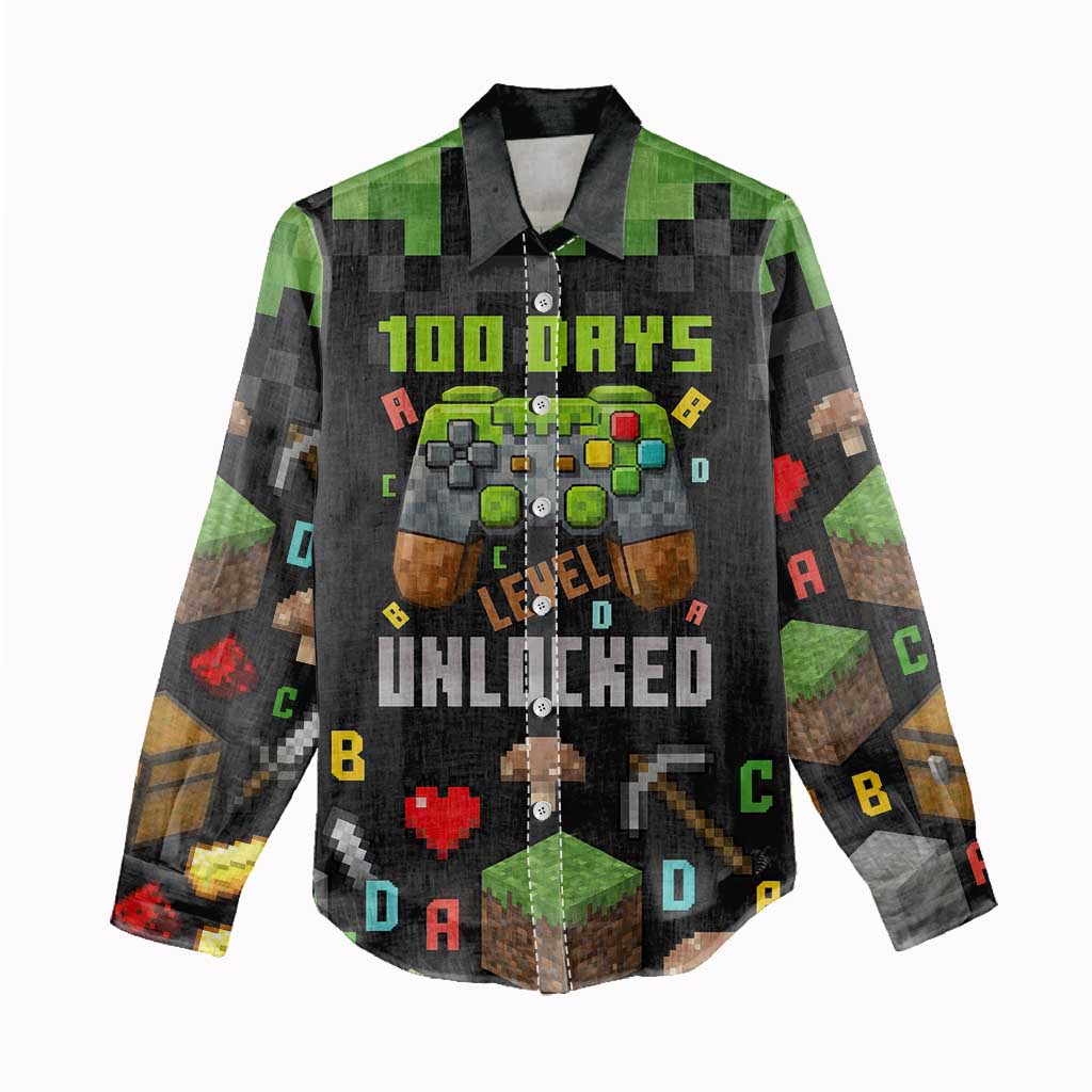 100 Days Level Unlocked Women Casual Shirt Gaming 100 Days of School Boys