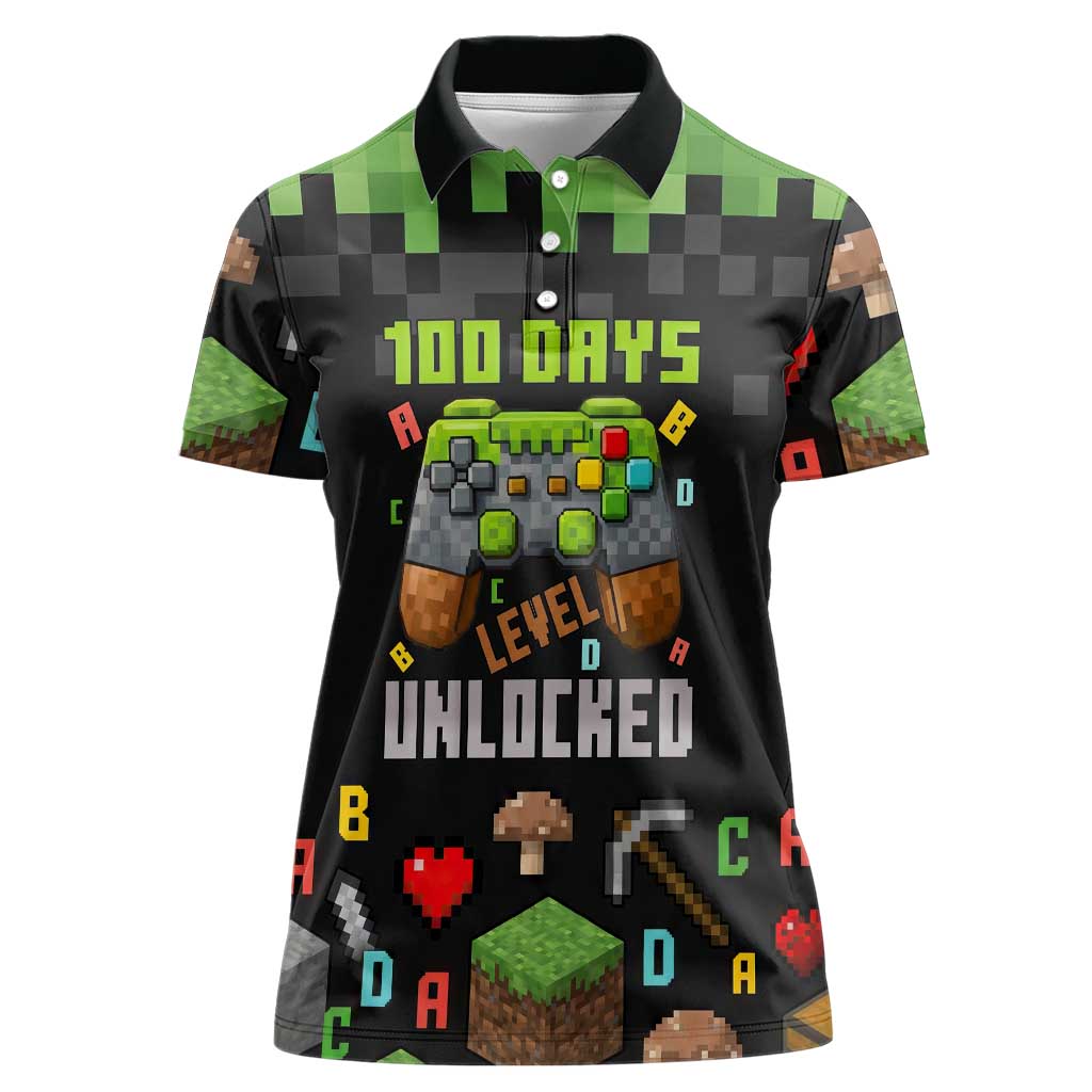 100 Days Level Unlocked Women Polo Shirt Gaming 100 Days of School Boys