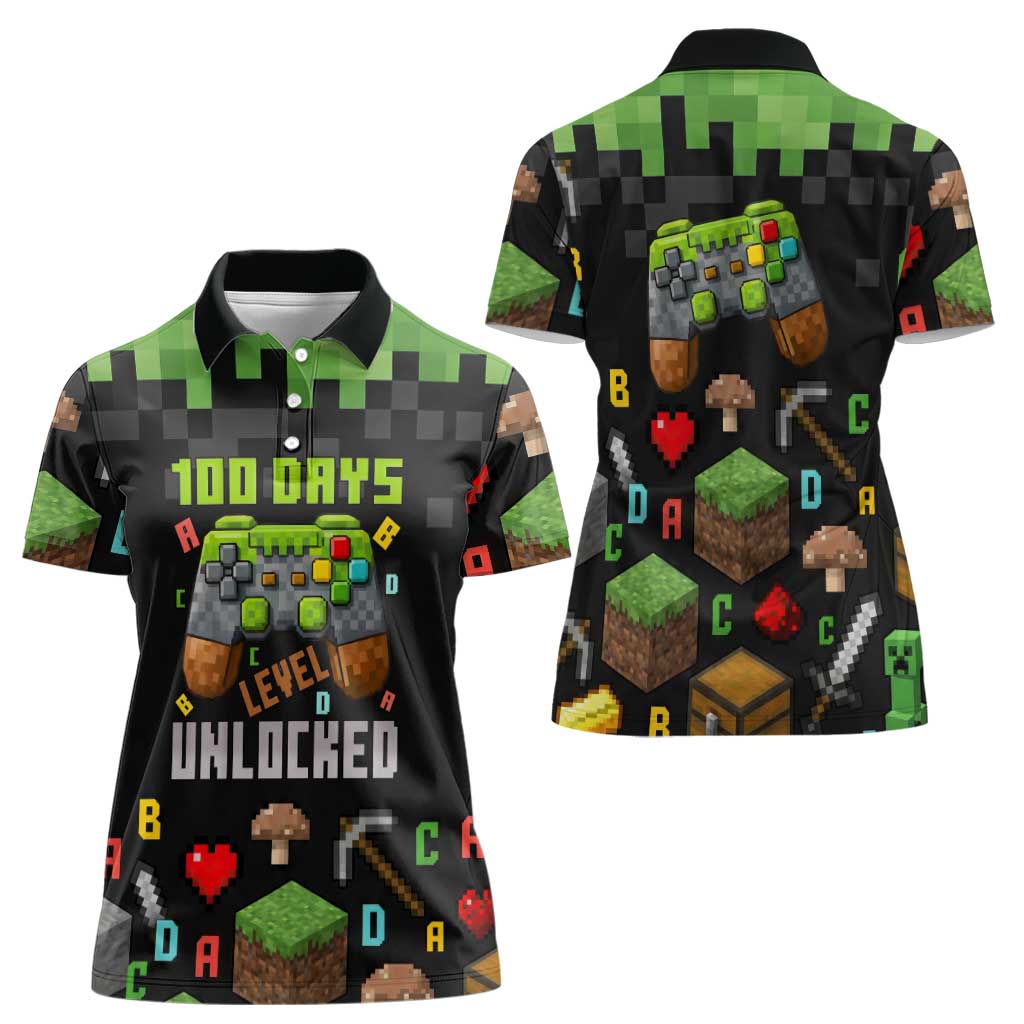 100 Days Level Unlocked Women Polo Shirt Gaming 100 Days of School Boys