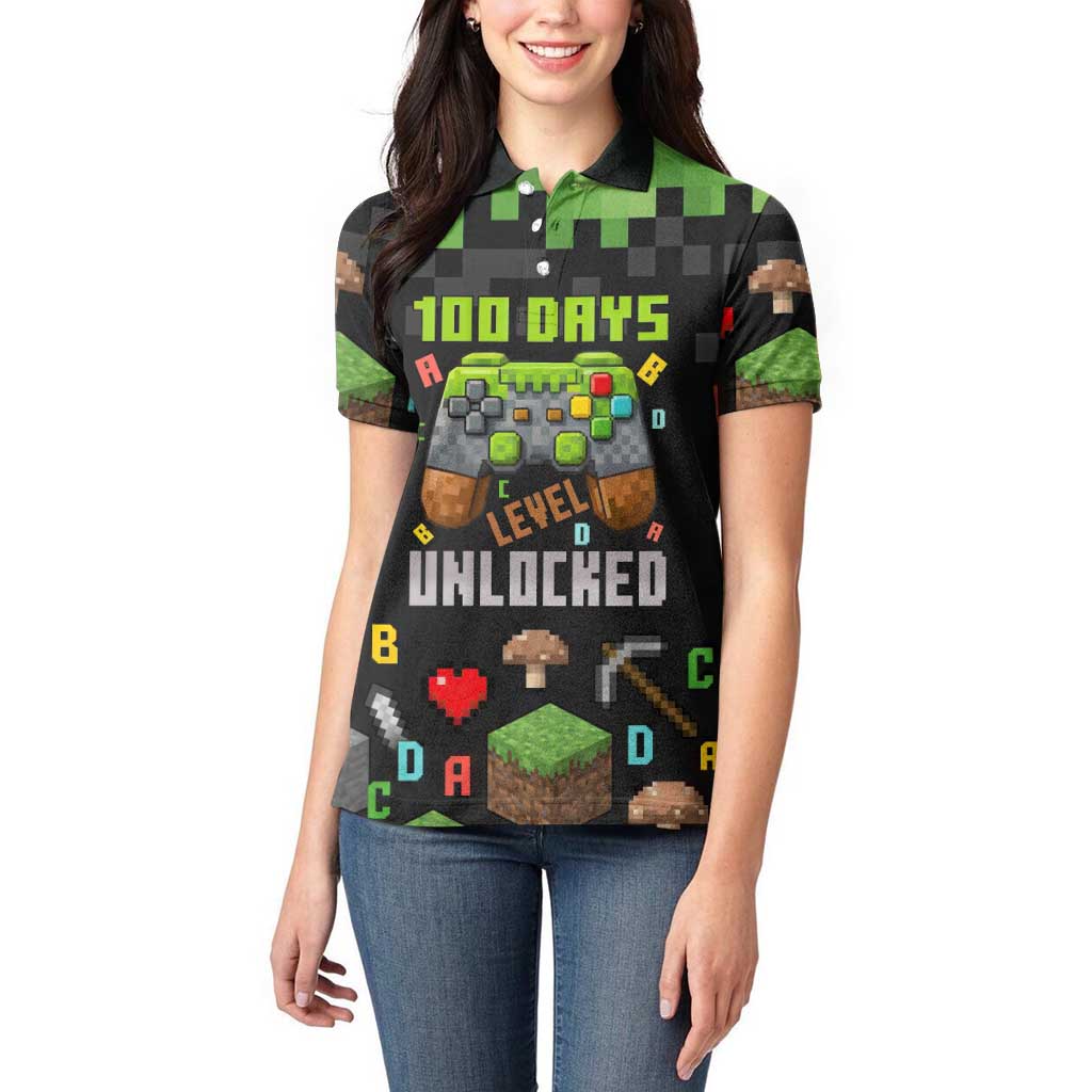 100 Days Level Unlocked Women Polo Shirt Gaming 100 Days of School Boys