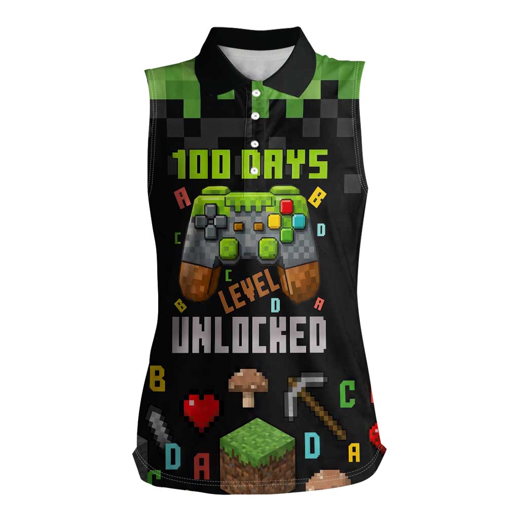 100 Days Level Unlocked Women Sleeveless Polo Shirt Gaming 100 Days of School Boys