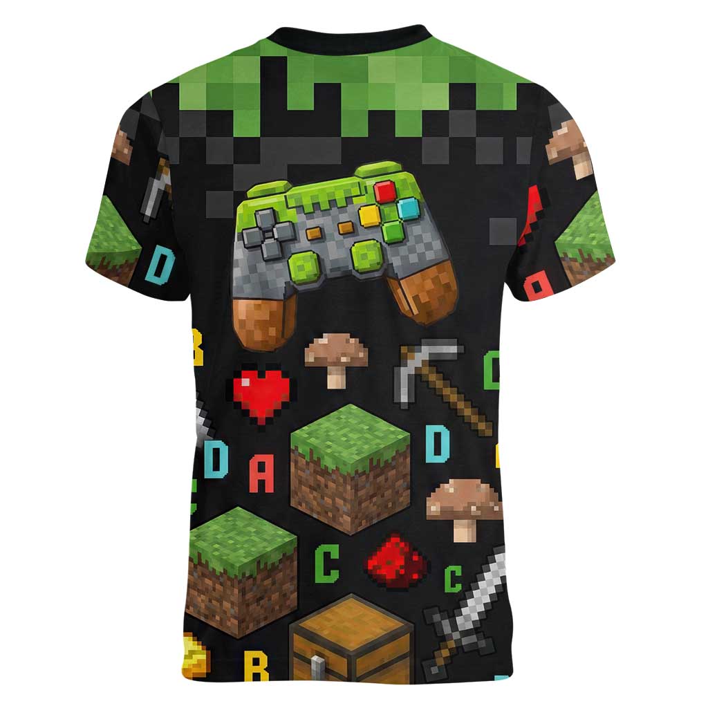 100 Days Level Unlocked Women V-Neck T-Shirt Gaming 100 Days of School Boys
