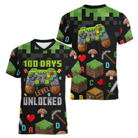 100 Days Level Unlocked Women V-Neck T-Shirt Gaming 100 Days of School Boys