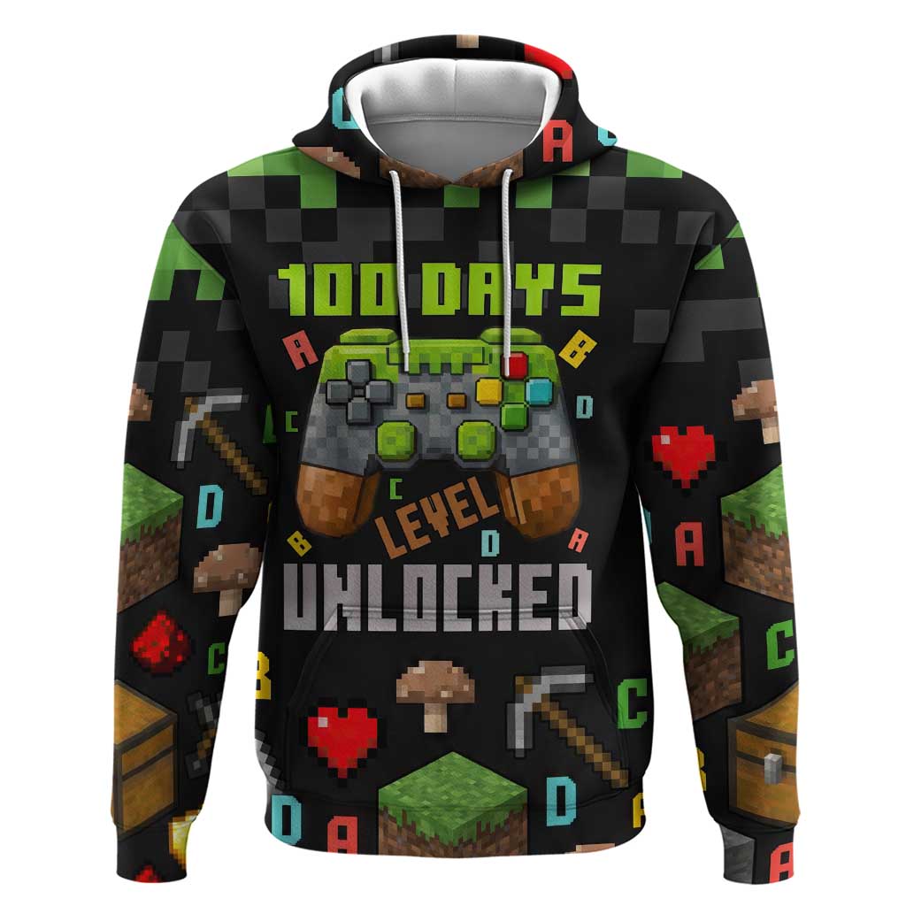 100 Days Level Unlocked Zip Hoodie Gaming 100 Days of School Boys