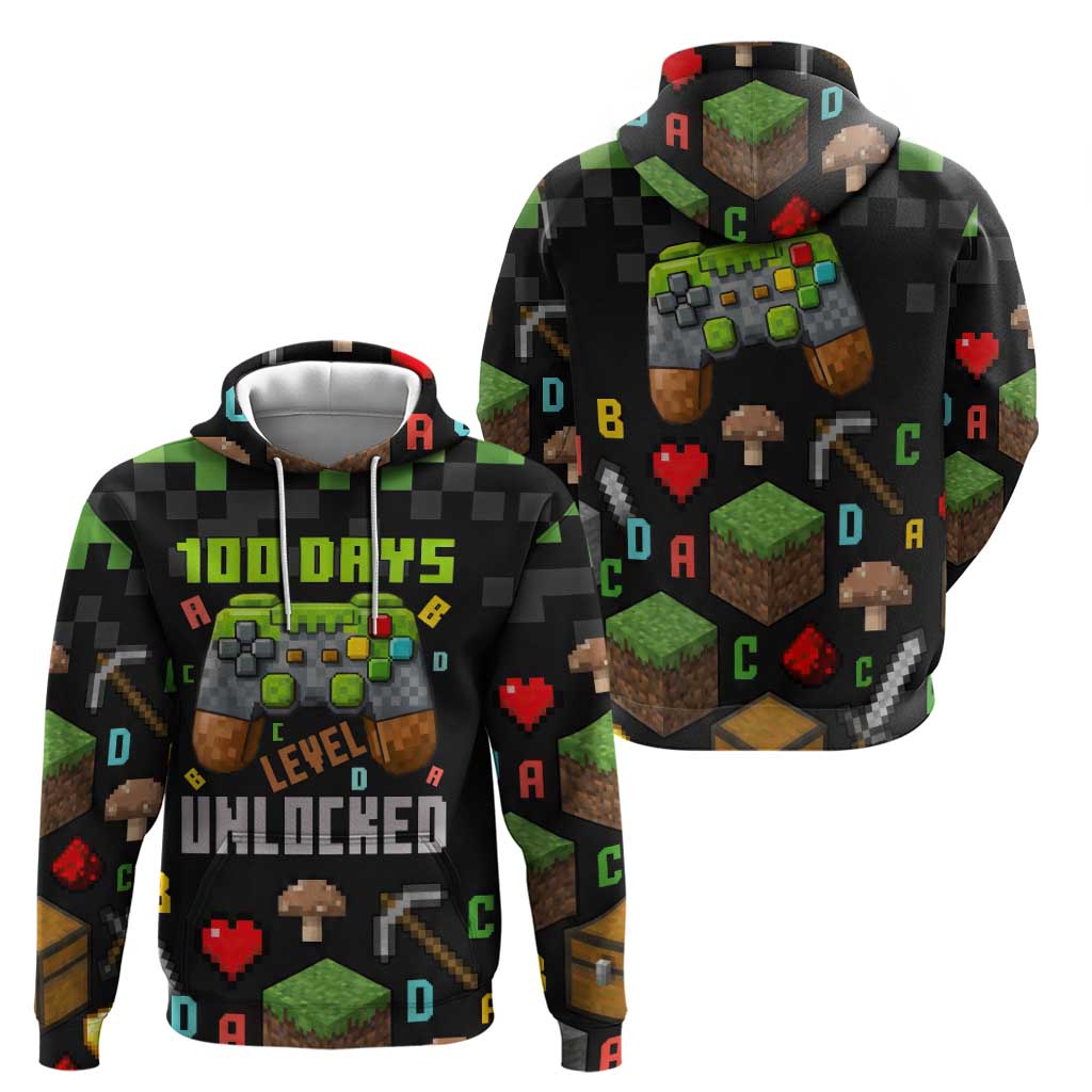 100 Days Level Unlocked Zip Hoodie Gaming 100 Days of School Boys