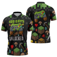 100 Days Level Unlocked Zipper Polo Shirt Gaming 100 Days of School Boys