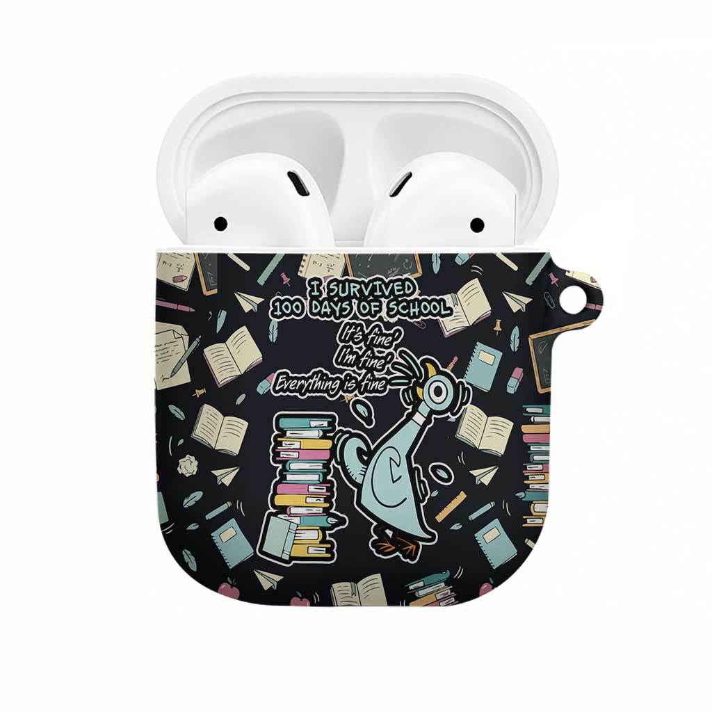 I Survived 100 Days of School AirPods Case Funny Pigeon 100th Day Teacher