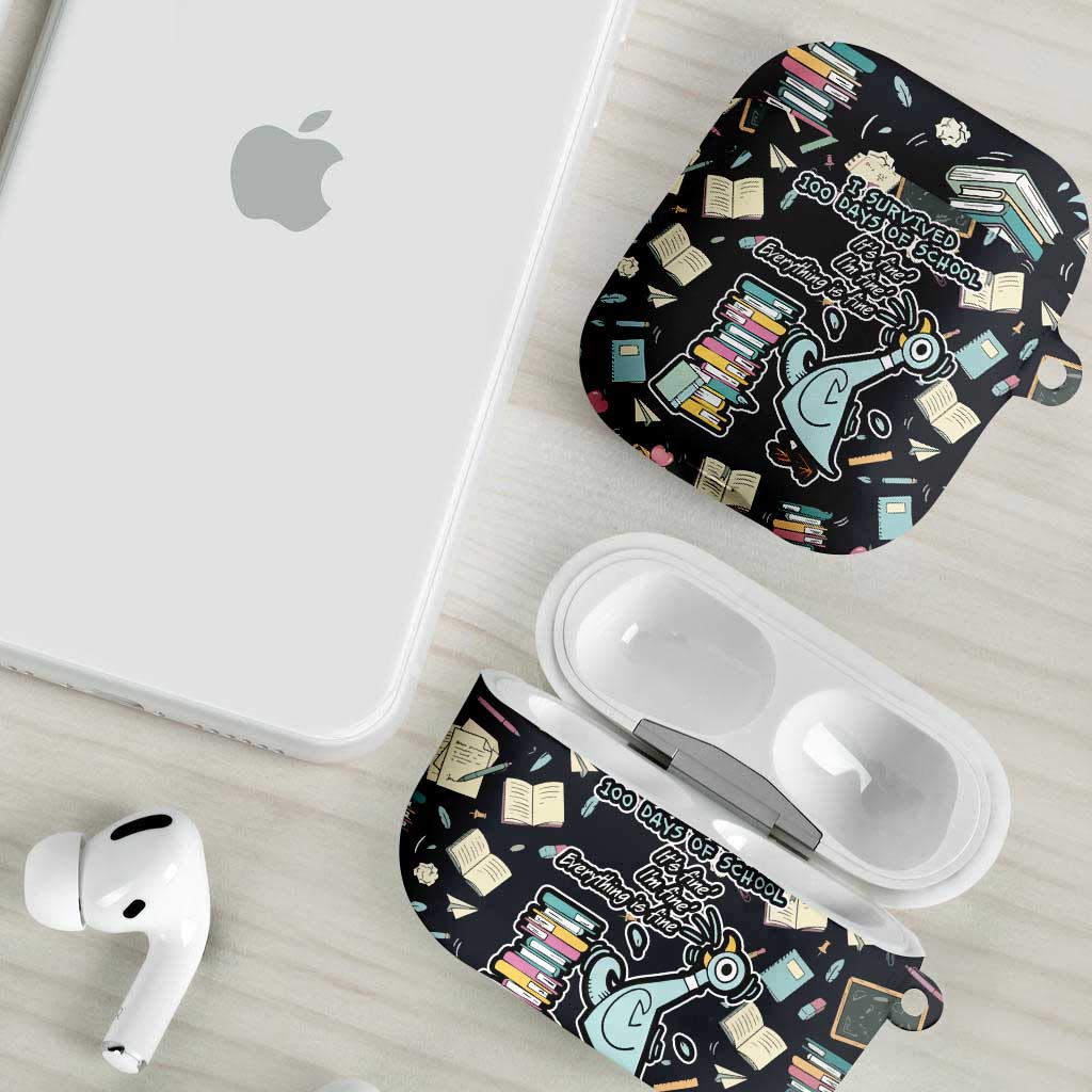 I Survived 100 Days of School AirPods Case Funny Pigeon 100th Day Teacher